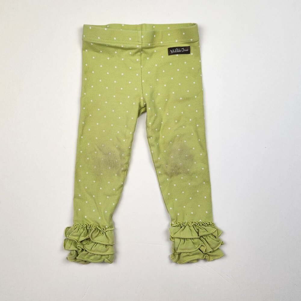Matilda Jane Enchanted Garden On Point Dot Ruffle Leggings sz 2 Play